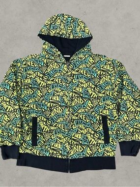 Element Hoodie Men Small Green Y2K Aop Grunge Mallgoth Emo 2000s Skater Graffiti